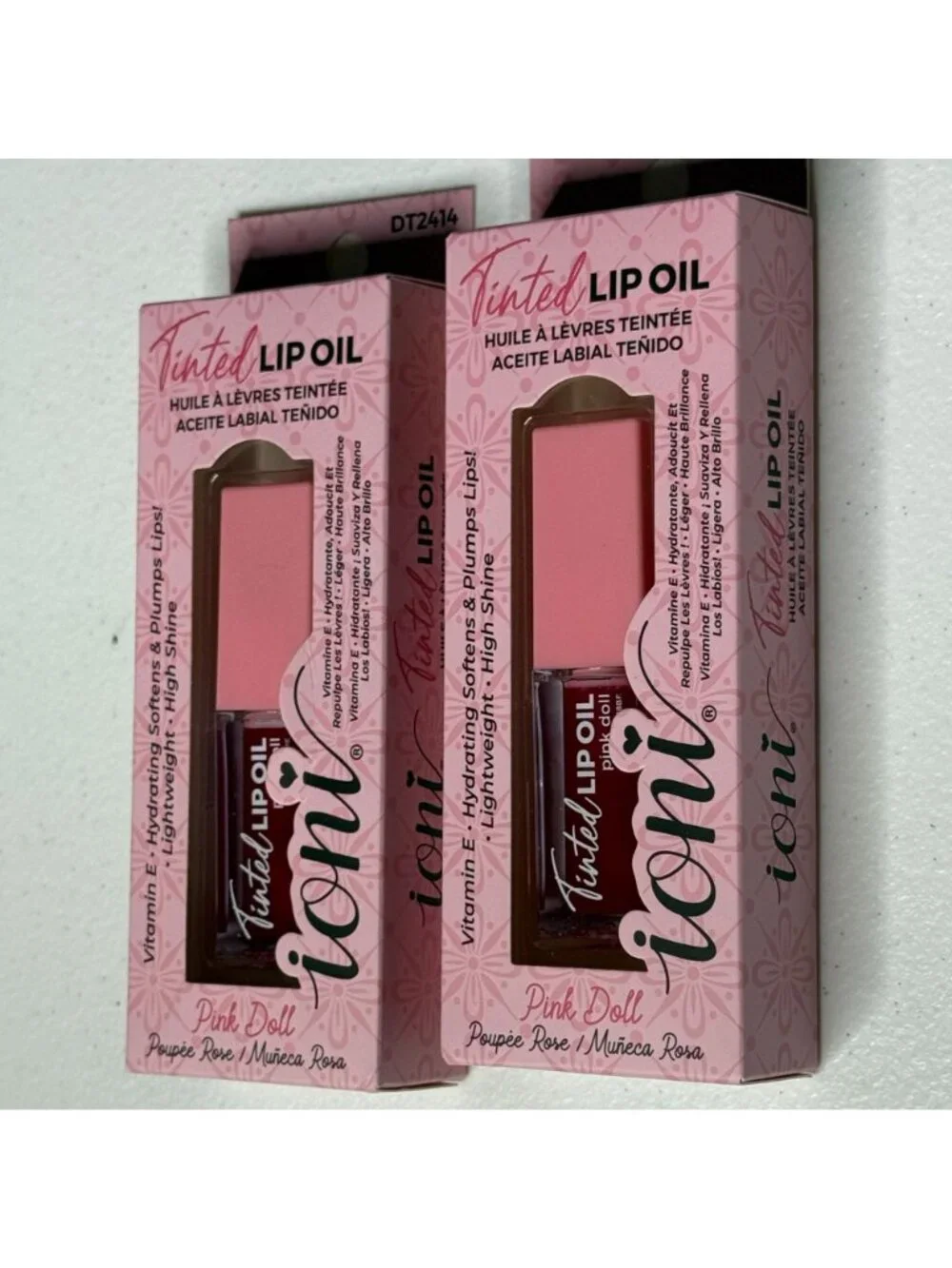 ioni Pink Doll Tinted Lip Oil Hydrating Vitamin E Lip Oil 2 Pack New